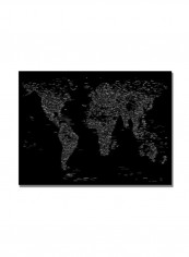 Font World Map III Canvas Wall Art Black 22 x 32inch