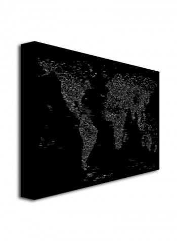 Font World Map III Canvas Wall Art Black 22 x 32inch