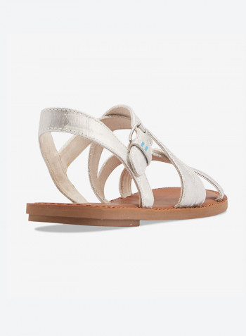 Silver Metallic Shantung Sicily Sandals Silver