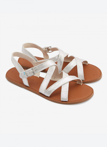 Silver Metallic Shantung Sicily Sandals Silver