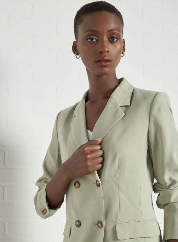 Structured Double-Breasted Blazer Green