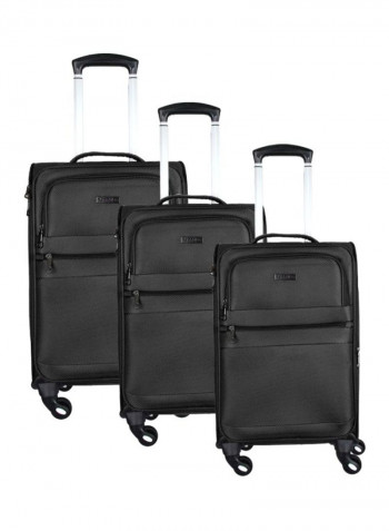 3-Piece Lightweight Trolley Bag Set Black