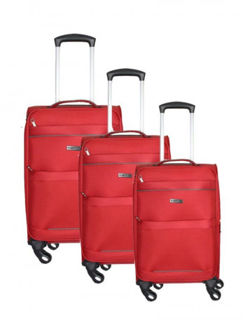 3-Piece Lightweight Trolley Bag Set Red