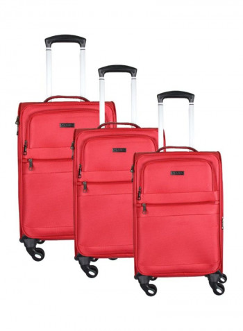 3-Piece Lightweight Trolley Bag Set Red