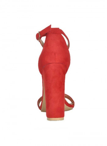 Leather Buckle Closure Casual Sandals Red