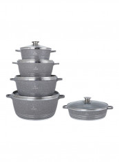 5-Piece Granite Coating Cookware Set Grey/Silver 28cm