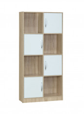 Oslo Sonoma Book Case with 4-Doors Multicolour 80 x 174 x 29centimeter