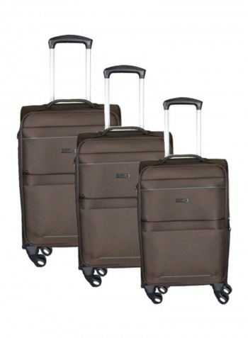 3-Piece Lightweight Trolley Bag Set Coffee