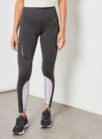 Bonded High Waist Training Leggings أسود