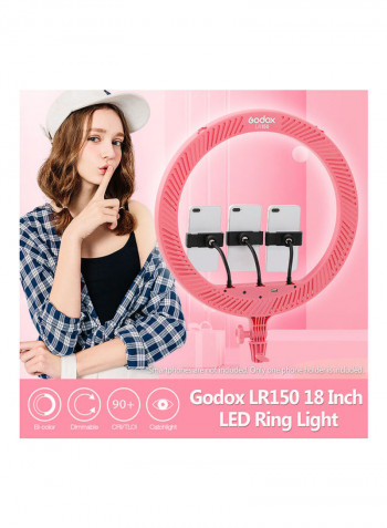 Bi-Colour Adjustable Brightness LED Ring Light 18inch Pink