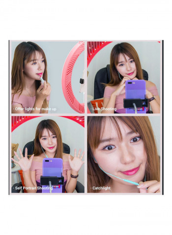 Bi-Colour Adjustable Brightness LED Ring Light 18inch Pink