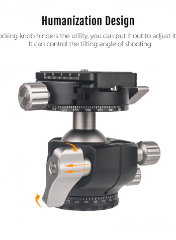 Low Profile Double Panoramic Machining Tripod Ball Head Black/Silver