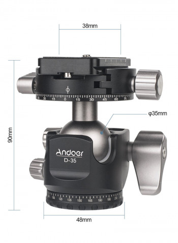 Low Profile Double Panoramic Machining Tripod Ball Head Black/Silver