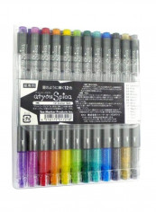 12-Piece Glitter Marker Set Red/Green/Blue