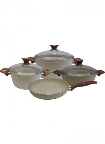 18-Piece Turkish Granite Cookware Set With Service Set Biege