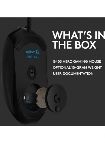 G403 Hero Wired Gaming Mouse 6.8x12.4x4.3cm Black