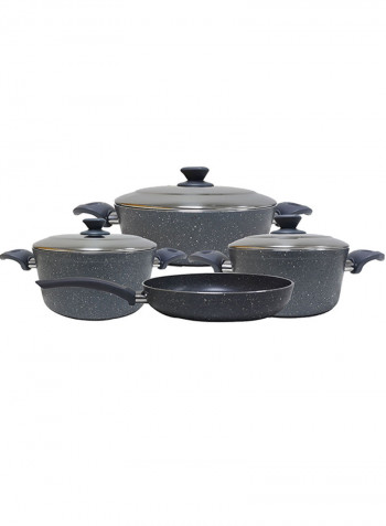 18-Piece Granite Cookware Set With Service Set Grey 9.5kg