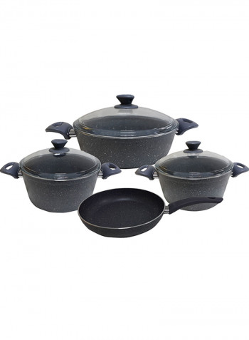 18-Piece Granite Cookware Set With Service Set Grey