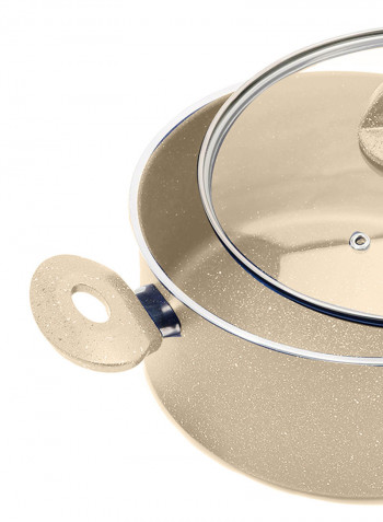 18-Piece Tyrkish Granite Cookware Set With Service Set Beige 9.5kg