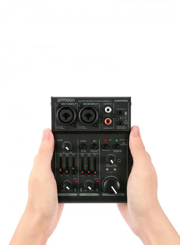 Mini 2-Channel Sound Card Digital Audio Mixer AGM02 Black
