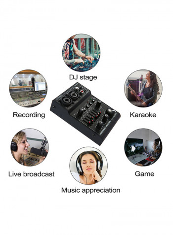 Mini 2-Channel Sound Card Digital Audio Mixer AGM02 Black