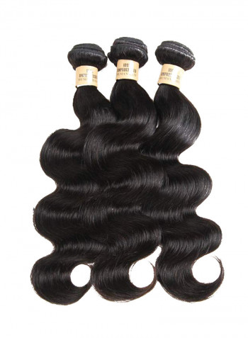 3-Piece Wavy Human Hair Extension Black