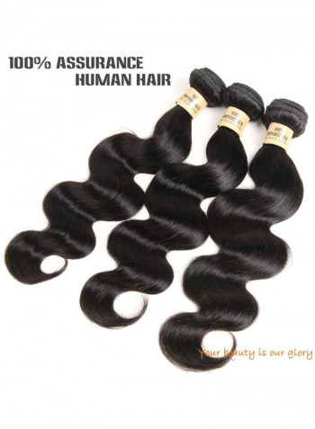 3-Piece Wavy Human Hair Extension Black