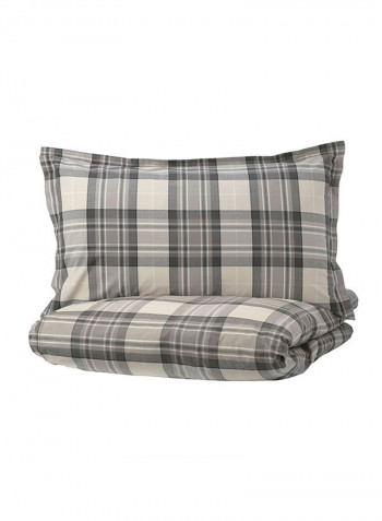 3-Piece Pillowcase With Quilt Cover Set Fabric Grey