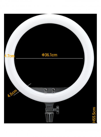 Bi-Colour Adjustable Brightness LED Ring Light 18inch Black
