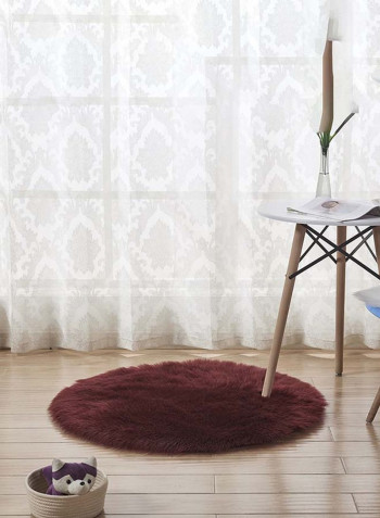 Fluffy Design Round Shaped Floor Mat Dark Brown 120 x 120centimeter