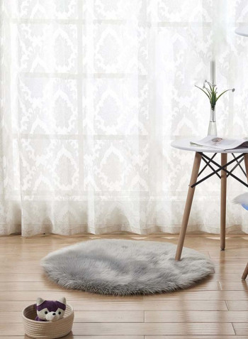 Fluffy Design Round Shaped Floor Mat Light Grey 120 x 120centimeter