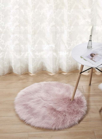 Fluffy Design Round Shaped Floor Mat Light Pink 120 x 120centimeter