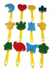 12-Piece Mini Painting Sponge Brush Tool Set Multicolour