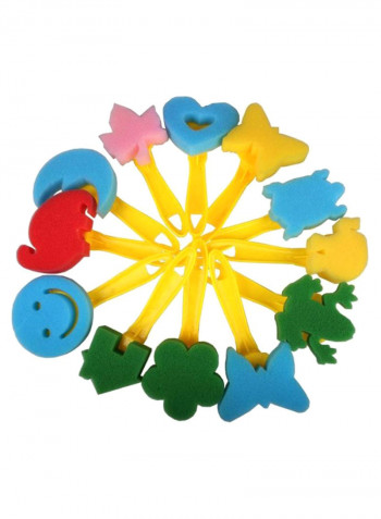 12-Piece Mini Painting Sponge Brush Tool Set Multicolour