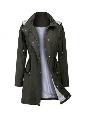 Solid Hooded Jacket Green