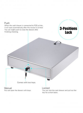 4-Bill And 5-Coin Tray POS Cash Register With Key White