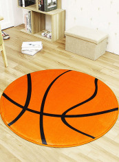 Basketball Pattern Round Floor Mat Orange/Black 100 x 100centimeter