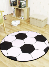 Football Pattern Round Floor Mat Black/White 100 x 100centimeter