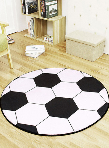 Football Pattern Round Floor Mat Black/White 100 x 100centimeter