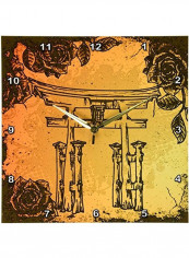 Japanese Style Gate Wall Clock Multicolour 13x13inch