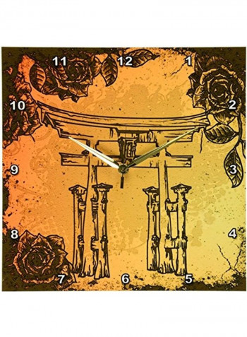 Japanese Style Gate Wall Clock Multicolour 13x13inch