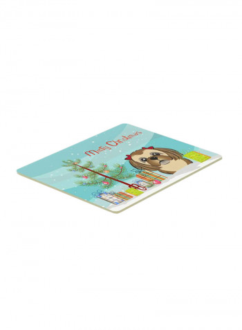 Christmas Tree And Shih Tzu Kitchen/Bath Mat Multicolour 14 x 14inch