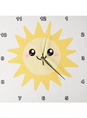 Kawaii Yellow Sunny Happy Face Summer Sunshine Smiley Wall Clock Multicolour 13 X 13inch