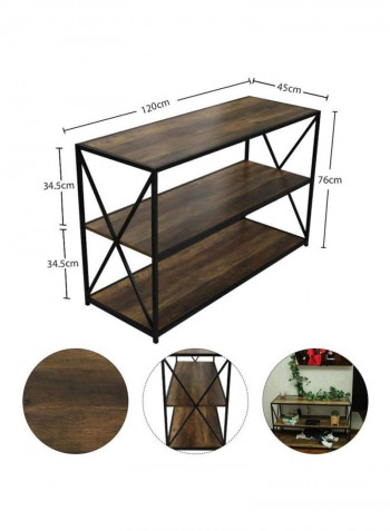 3-Tier Wooden Multifunctional Storage Organiser Brown/Black 120x76x45cm