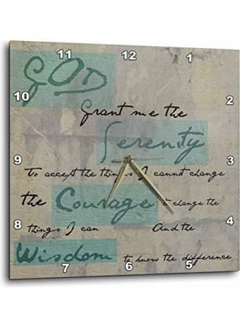 Serenity Prayer Printed Analog Wall Clock Multicolour 13x13x0.1inch