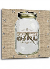 Mason Jar On Burlap Country Girl In Brown Wall Clock Brown 13 X 13inch
