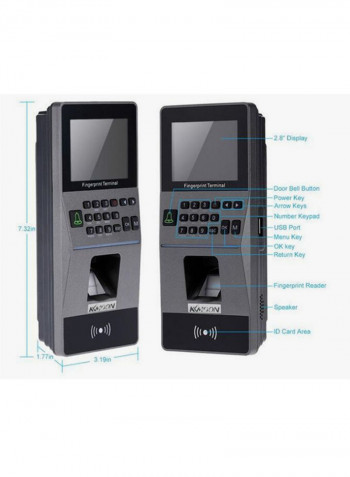 TCP/IP USB And U-drive Biometric Access Control Machine Black/Grey