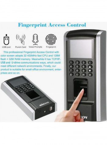 TCP/IP USB And U-drive Biometric Access Control Machine Black/Grey