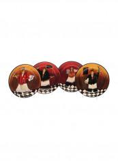 4-Piece Bistro Pasta Bowl Set Red/Black/Yellow 9inch