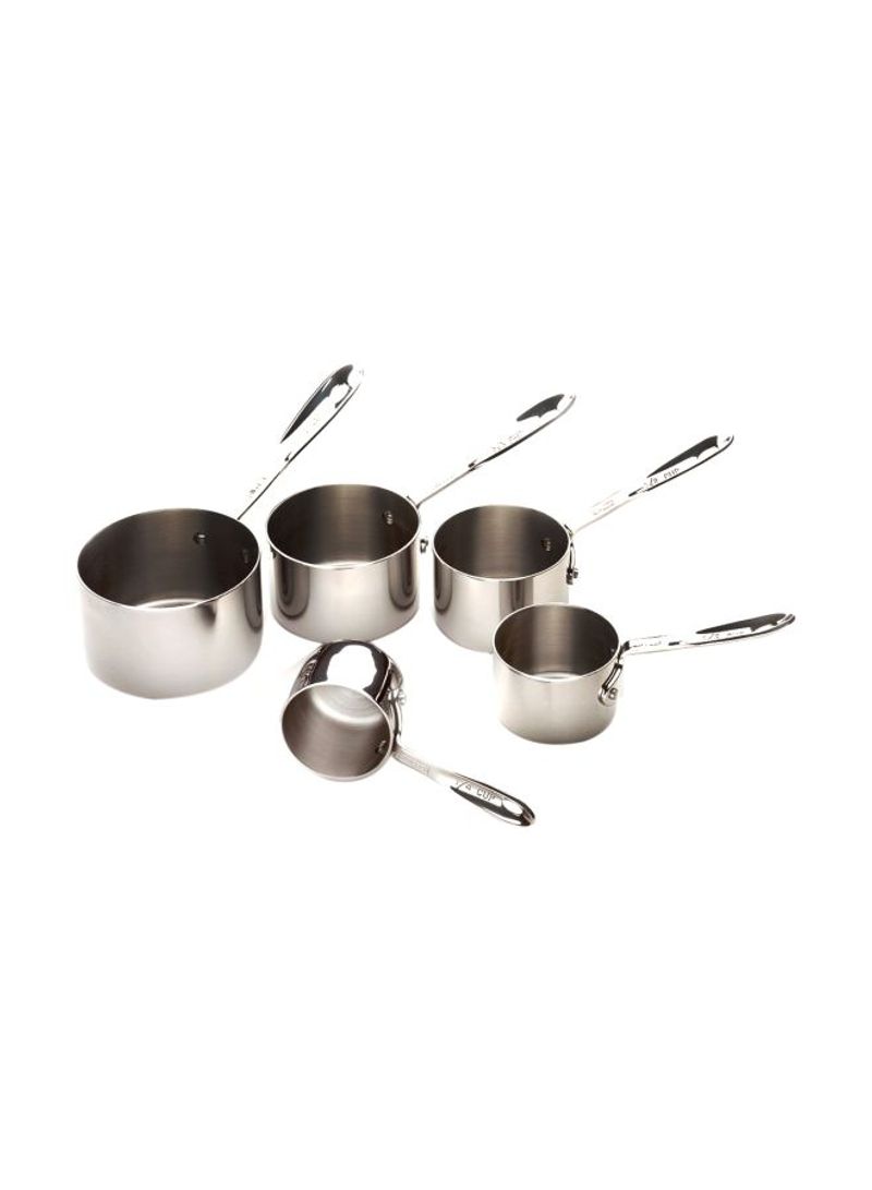 5-Piece Stainless Steel Measuring Cup silver 7.8x3.2x2inch